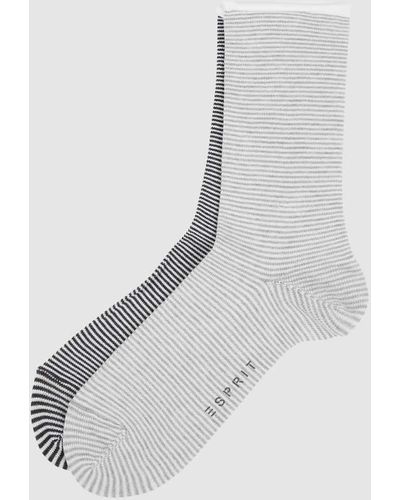 Esprit Socken im 2er-Pack mit Streifenmuster - Weiß