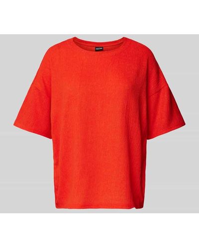 Pieces T-Shirt mit Strukturmuster Modell 'LUNA' - Rot