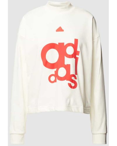 adidas Sweatshirt mit Label-Print - Weiß