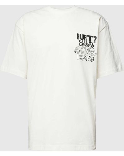 Market T-shirt Met Ronde Hals En Statementprint - Wit