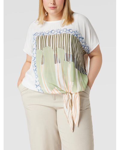 Samoon Plus Size Shirt Met Contrasterende Achterkant - Wit