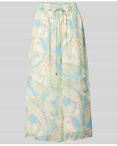 S.oliver Wide Leg Stoffhose mit Paisley-Muster - Blau