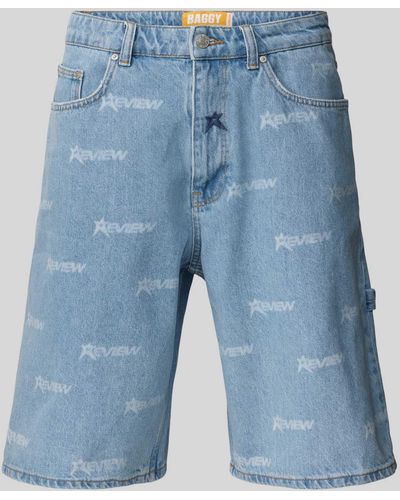 Review Korte baggy Fit Jeans Met Labelprint - Blauw