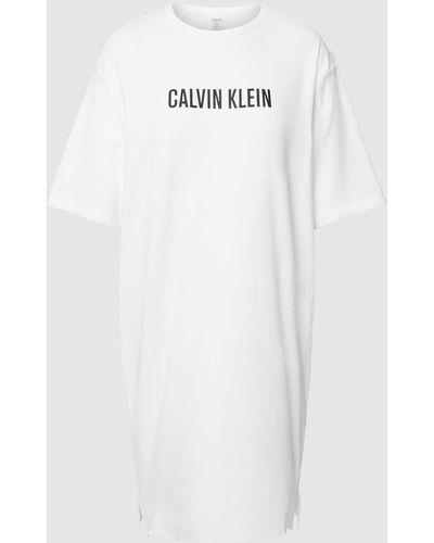 Calvin Klein Nachthemd Met Ronde Hals - Wit