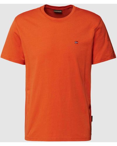 Napapijri T-shirt Met Labelstitching - Oranje