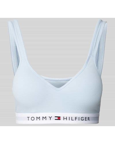 Tommy Hilfiger Bustier in unifarbenem Design mit Label-Detail - Weiß