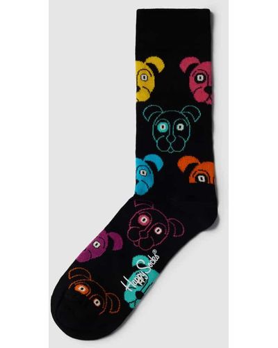 Happy Socks Socken mit Allover-Muster Modell 'DOG' - Schwarz