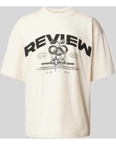 Review T-Shirt mit Label-Print - Natur