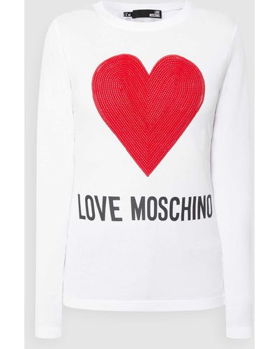 Love Moschino Longsleeve mit Pailletten - Weiß