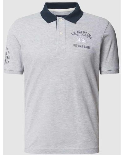 La Martina Regular Fit Poloshirt mit Logo-Stitching - Grau