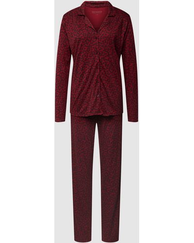 Schiesser Pyjama Met All-over Motief, Model 'classic Comfort Fit' - Rood