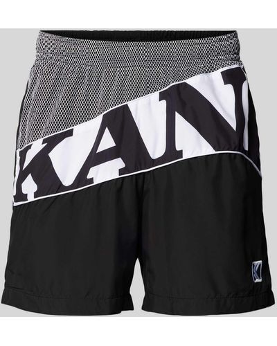 Karlkani Regular Fit Shorts mit Label-Stitching - Grau