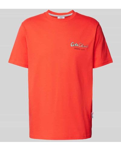 carlo colucci T-Shirt mit Label-Print - Rot