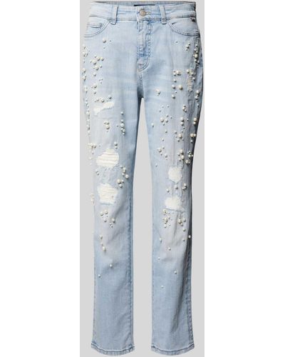 Marc Cain Relaxed Fit Jeans Met Siergarnering - Blauw