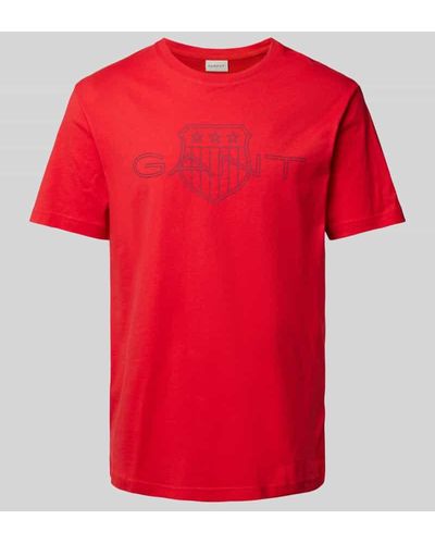 GANT T-Shirt mit Label-Print - Rot