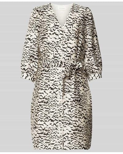 MSCH Copenhagen Knielanges Kleid mit V-Ausschnitt Modell 'Philida' - Schwarz