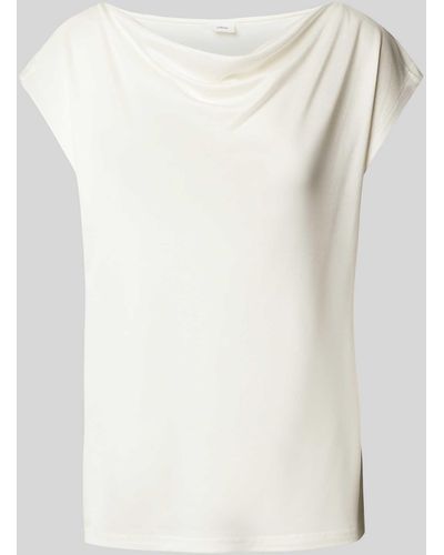 S.oliver Blusenshirt mit Wasserfall-Ausschnitt - Weiß