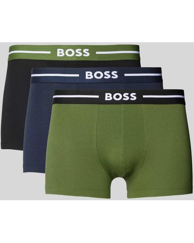 BOSS Trunks mit elastischem Logo-Bund im 3er-Pack - Grün