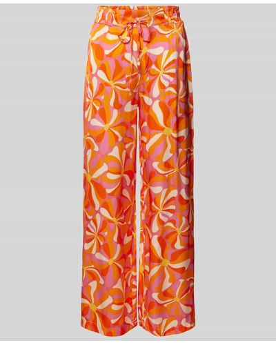 Frieda & Freddies Stoffhose aus Viskose mit Allover-Print - Orange