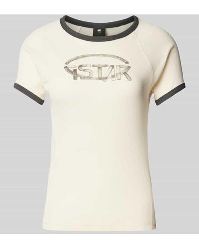 G-Star RAW T-Shirt mit Label-Print Modell 'Eyben' - Natur