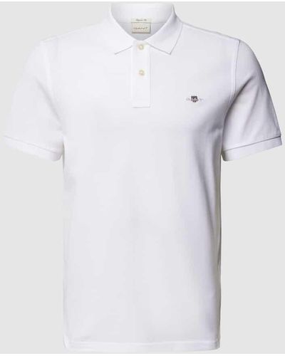 GANT Poloshirt mit Label-Stitching Modell 'SHIELD' - Weiß