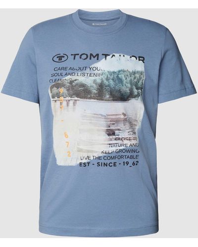 Tom Tailor T-shirt Met Statementprint - Blauw
