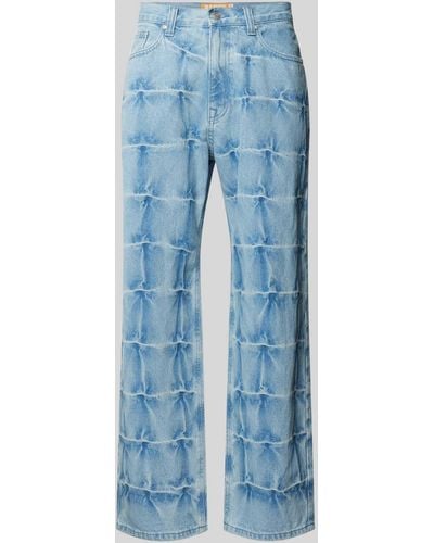 Review Baggy Fit Jeans mit Knopf- und Reißverschluss - Blau