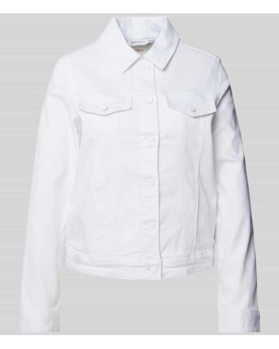 S.oliver Jeansjacke in unifarbenem Design mit Brusttaschen - Weiß