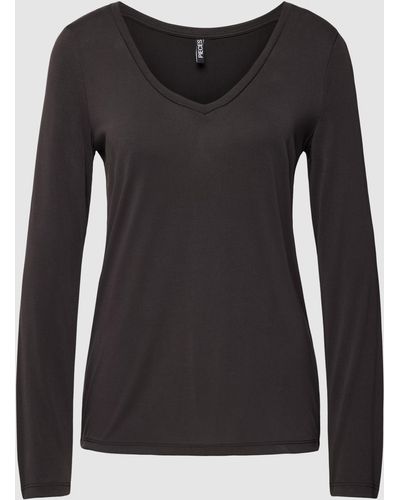 Pieces Longsleeve mit V-Ausschnitt Modell 'KAMALA NEW' - Schwarz