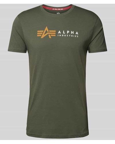 Alpha Industries T-Shirt mit Label-Print - Grün