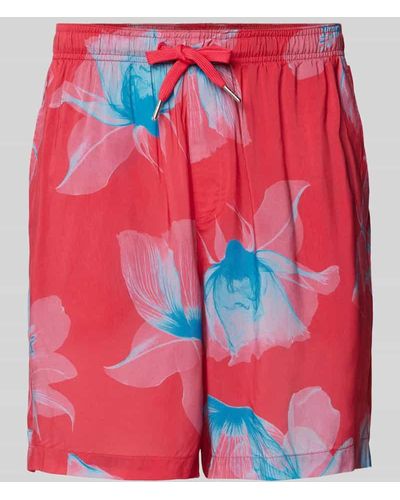 Armani Exchange Regular Fit Shorts mit floralem Print - Rot