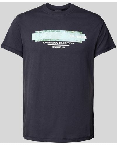 Guess T-Shirt mit Label-Print - Blau