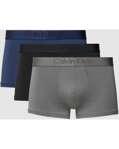 Calvin Klein Trunks mit elastischem Logo-Bund im 3er-Pack - Grau