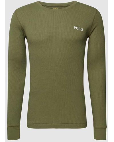 Polo Ralph Lauren Longsleeve mit Label-Stitching Modell 'Cuffed' - Grün