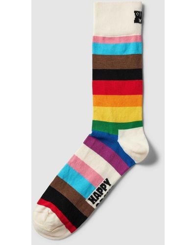 Happy Socks Socken mit Kontraststreifen Modell 'Pride Stripe' - Weiß