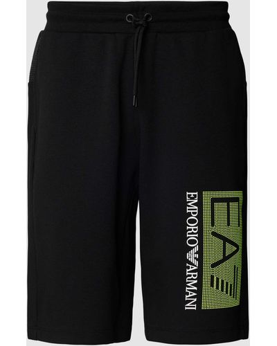 EA7 Sweatshorts mit Label-Print - Schwarz