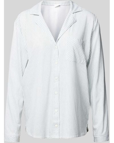 S.oliver Pyjama-Oberteil mit Streifenmuster Modell 'Everyday' - Weiß