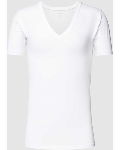 Mey T-Shirt mit V-Ausschnitt Modell 'BUSINESS CLASS' - Weiß