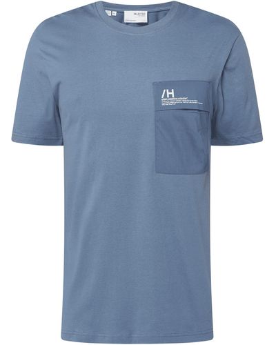 SELECTED Relaxed Fit T-Shirt aus Baumwolle Modell 'Goia' - Blau