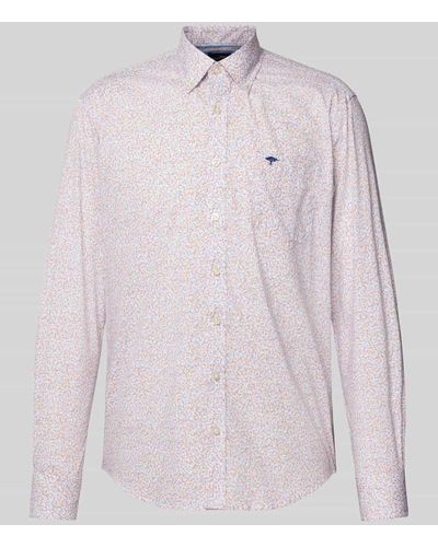 Fynch-Hatton Slim Fit Freizeithemd mit Allover-Muster - Pink