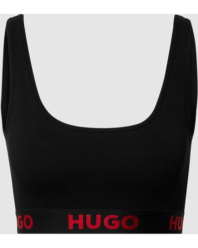 HUGO Bustier Met Logo In Band, Model 'bralette Sporty Logo' - Zwart
