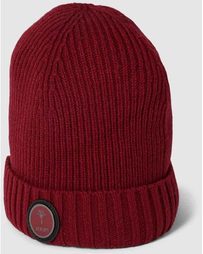 Joop! Beanie mit Label-Patch Modell 'Francis' - Rot