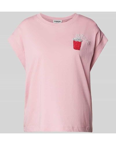 Essentiel Antwerp T-Shirt mit Motiv-Badge - Pink