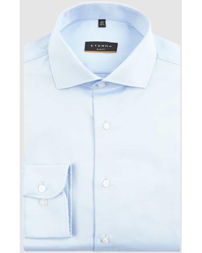 Eterna Slim Fit Business-Hemd aus Twill - Blau