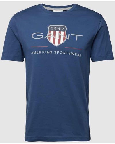 GANT T-Shirt mit Label-Print Modell 'ARCHIVE SHIELD' - Blau