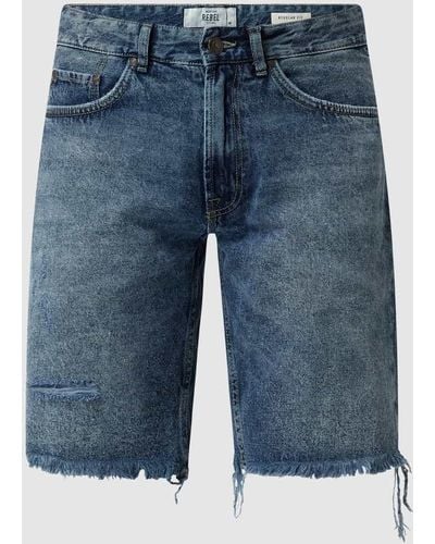 Redefined Rebel Regular Fit Jeansshorts aus Baumwolle Modell 'Osaka' - Blau