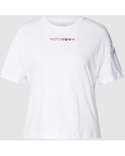 Rich & Royal T-Shirt mit Ziersteinbesatz - Weiß