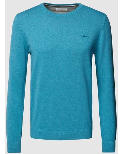 s.Oliver RED LABEL Strickpullover mit Label-Stitching - Blau