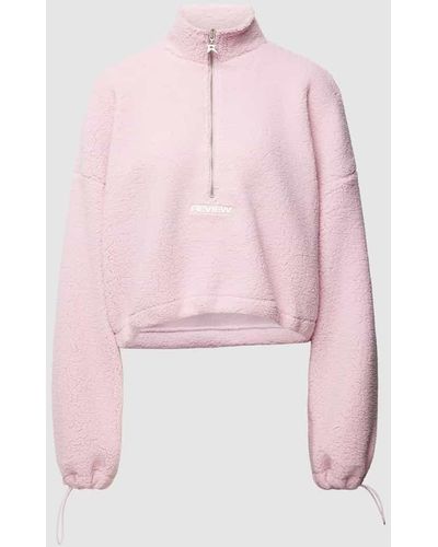 Review Sweatshirt mit Reißverschluss vor in Teddyfell-Optik - Pink