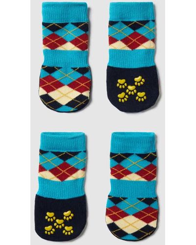 Happy Socks Hundesocken mit Noppen und Muster Modell 'Argyle Dog Sock' - Blau